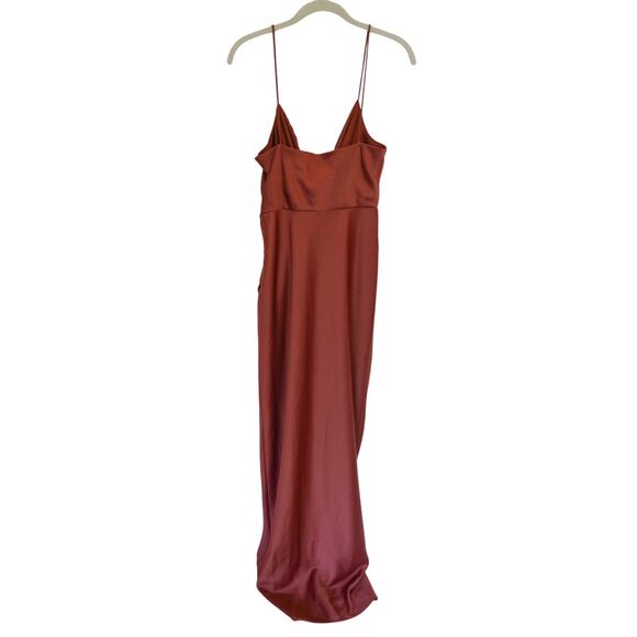 BHLDN Freya Satin Charmeuse Dress | Anthropologie in Cinnamon - Picture 6 of 7